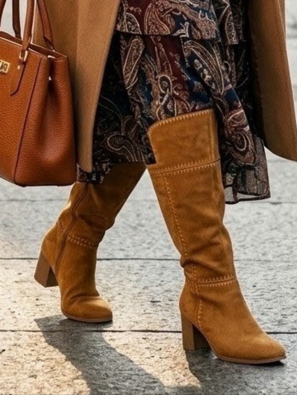 Torrid Wide Calf Knee-High Boots - Size 11WC - Tan/Cognac - 3.5" Heel